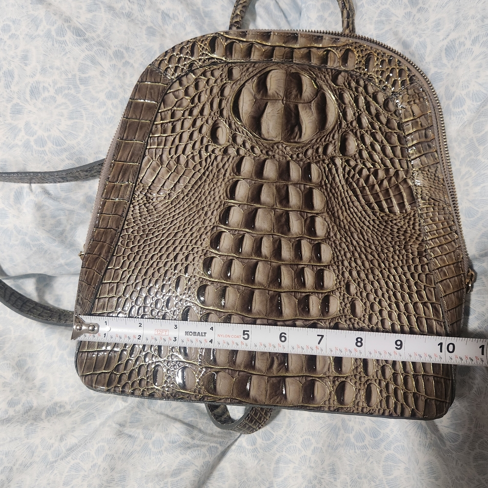 Brahmin Crocodile-Embossed Brown Backpack